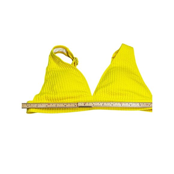Yellow Textured High-Waisted Bikini Set Adjustable Straps & Back Closure Size M - Picture 5 of 8